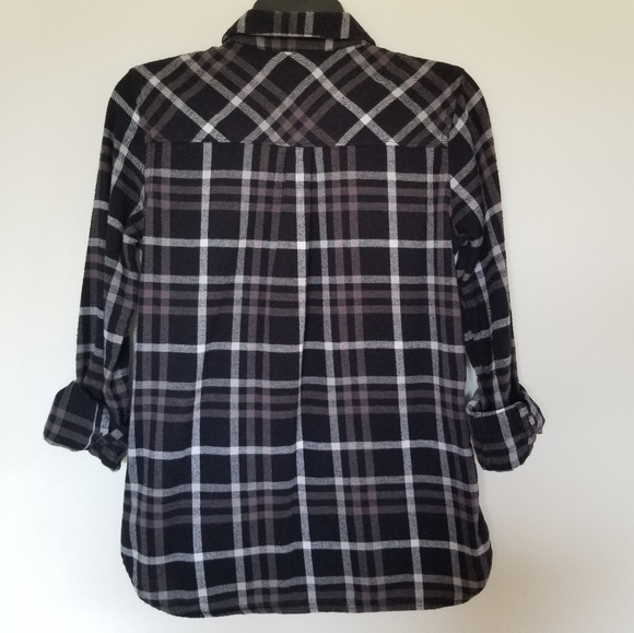Woolrich Black/White Plaid Button Down Flannel - Picture 2 of 7